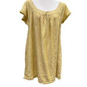 Anthropologie E by Eloise Gold Yellow 100% Linen Mini Dress Medium